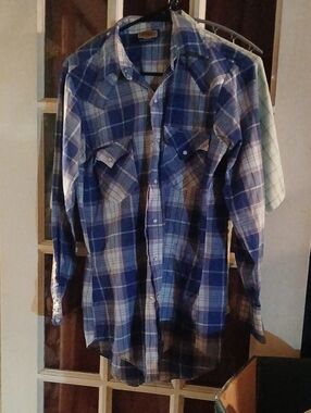Blue Plaid Long-Sleeve Men's Shirt